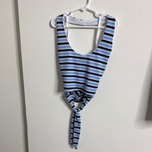 Striped Blue and White Crop Top